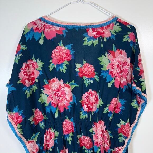 Matilda Jane Swim Cover Up Women’s S Blue Pink Floral Peony Print Tunic Feminine - Picture 7 of 15